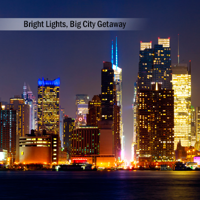 BRIGHT LIGHTS, BIG CITY GETAWAY - Museums, shopping, dining, entertainment and more await you in the Big Apple. The city is at your feet to explore while enjoying your 3-day, 2-night accommodations for two. Airfare not included. Subject to availability based on date of request and peak season blackouts.